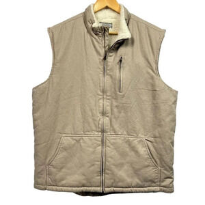 Ocean Coast Vest Men Large L Sherpa Lined Insulated Duck Hunting Jacket Beige